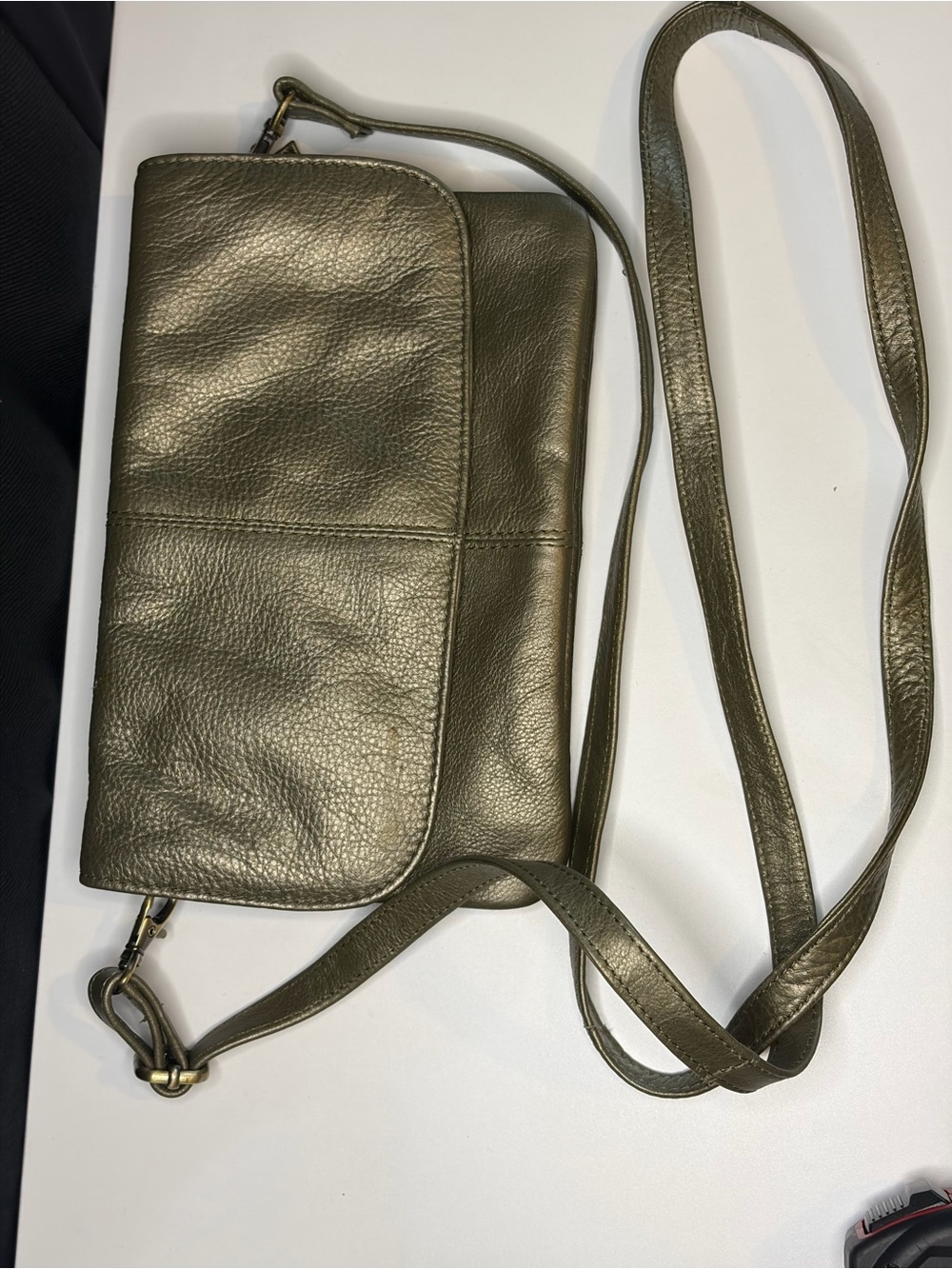 latico metallic pewter color Leather Crossbody with Long Strap